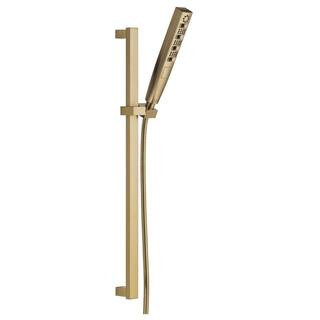 Delta H2Okinetic Gold 4-Spray Patterns 1.75 GPM 1.43 in. Wall Mount Handheld Shower Head in Lumic... | The Home Depot
