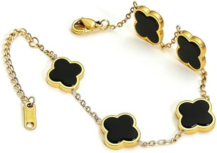18K Gold-Plated Four Leaf Clover Bracelet for Women ，Adjustable lucky Bracelet Set Jewelry ，J... | Amazon (US)