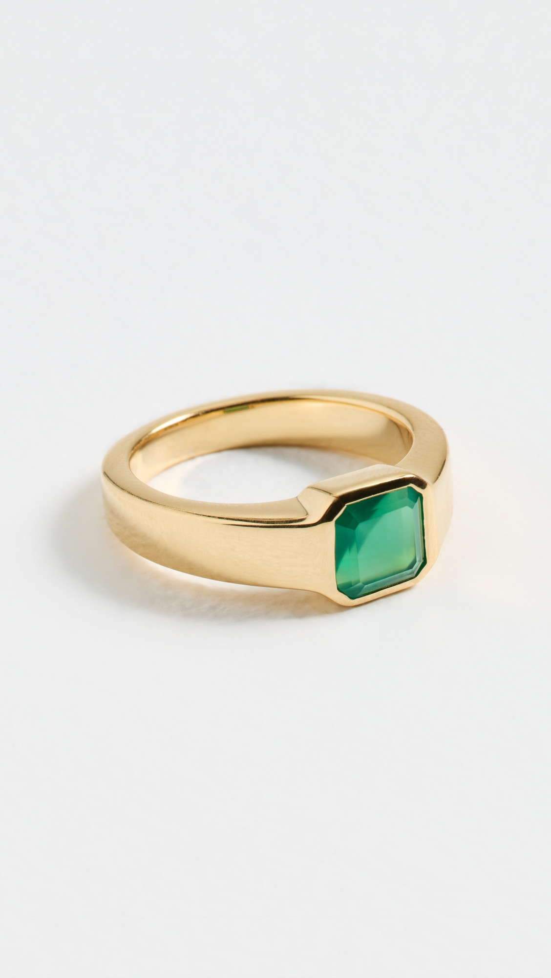 SHASHI Emerald Pinky Signet Ring Emerald 3 | Shopbop