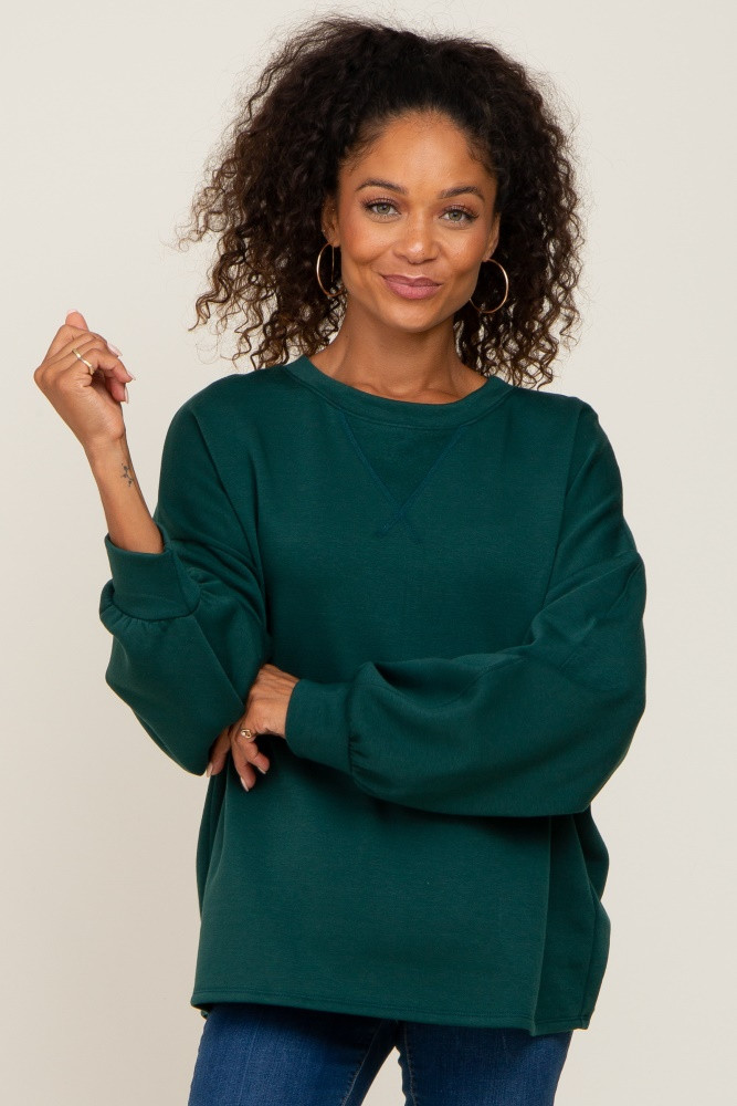 Forest Green Long Sleeve Brush Knit Top | PinkBlush Maternity