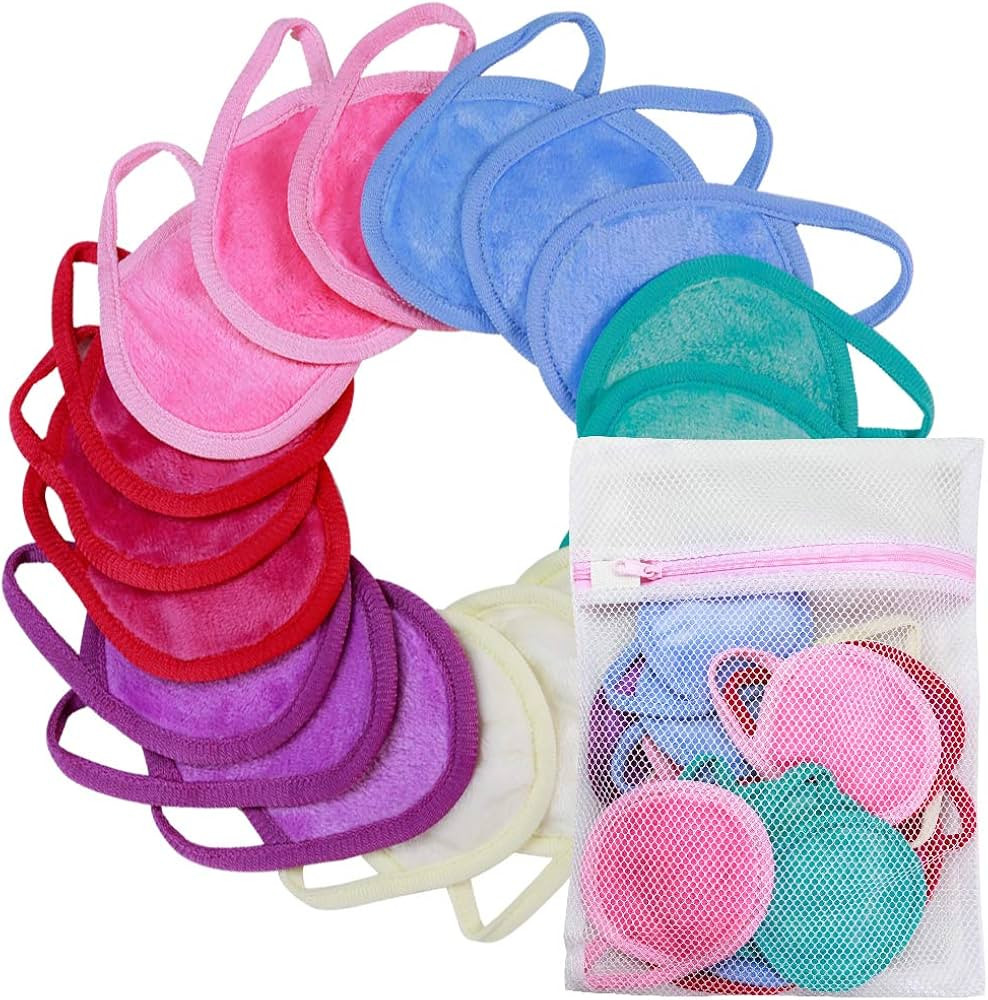 NUGILLA | 18 Packs Reusable Makeup Remover Pads with Washable Laundry Bag | Microfiber Cleansing ... | Amazon (US)