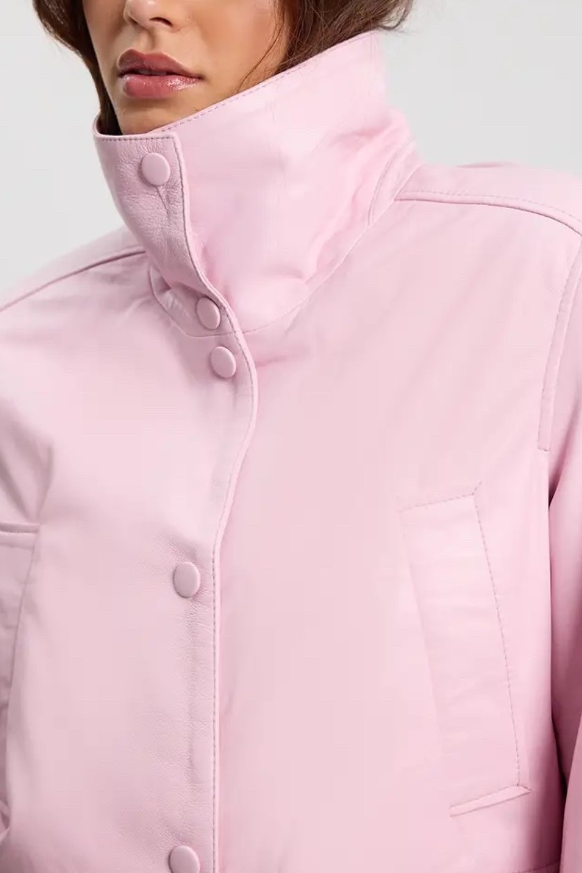 Leather oversized baby pink jacket 

#LTKootd #LTKSeasonal #LTKgrwm