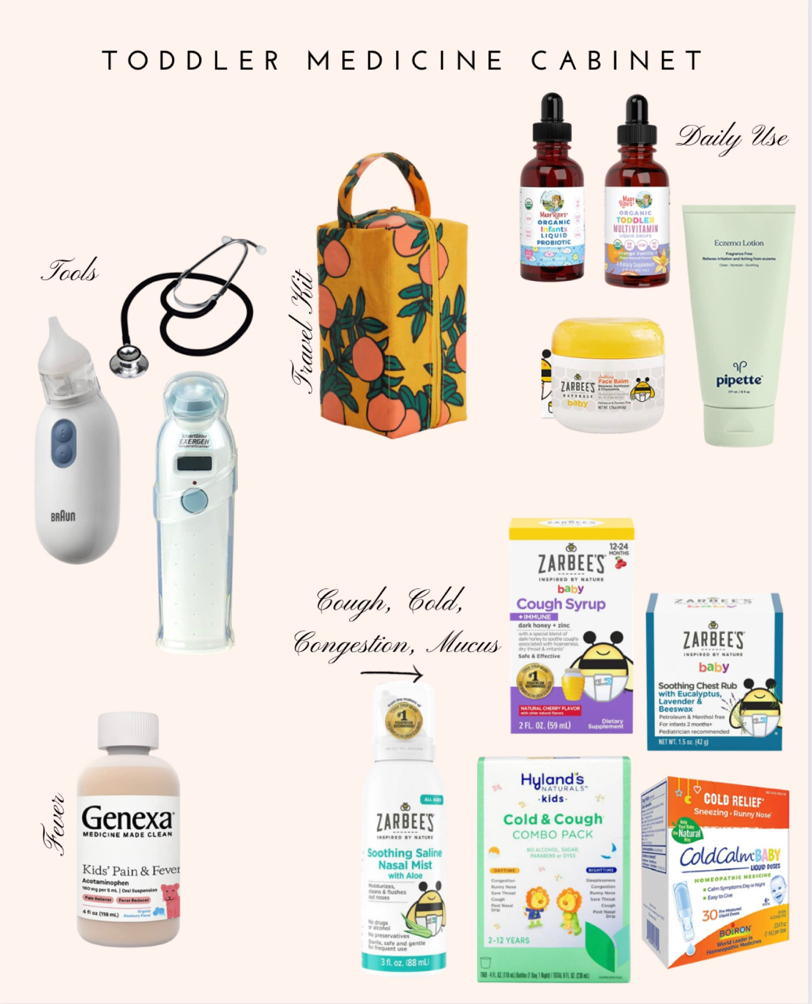 Infant, baby, toddler, kids medicine cabinet just haves. From every day lotions and vitamins to cough and cold to fever, tools, and travel! Make sure to thoroughly read instructions before purchasing or using any medical device or medicine! 

#LTKSeasonal #LTKfamily #LTKbaby