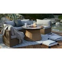 Coral Coast Myles Wicker Curved Outdoor Patio Fire Pit Sectional Set | Walmart (US)