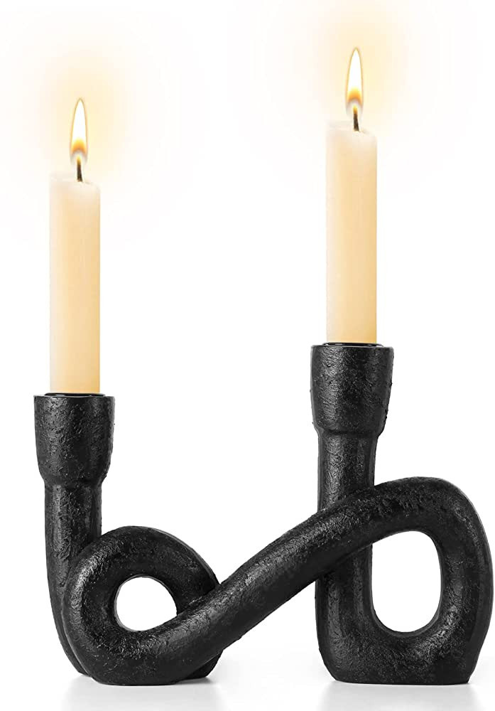 Modern Black Resin Twist Taper Candle Holder - Stylish and Durable Decorative Candlestick Holder ... | Amazon (US)