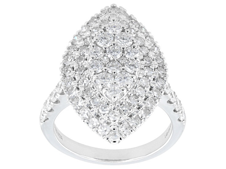 Round White Lab-Grown Diamond H SI Rhodium Over Sterling Silver Cluster Ring 2.00ctw - LGA433 | JTV Jewelry
