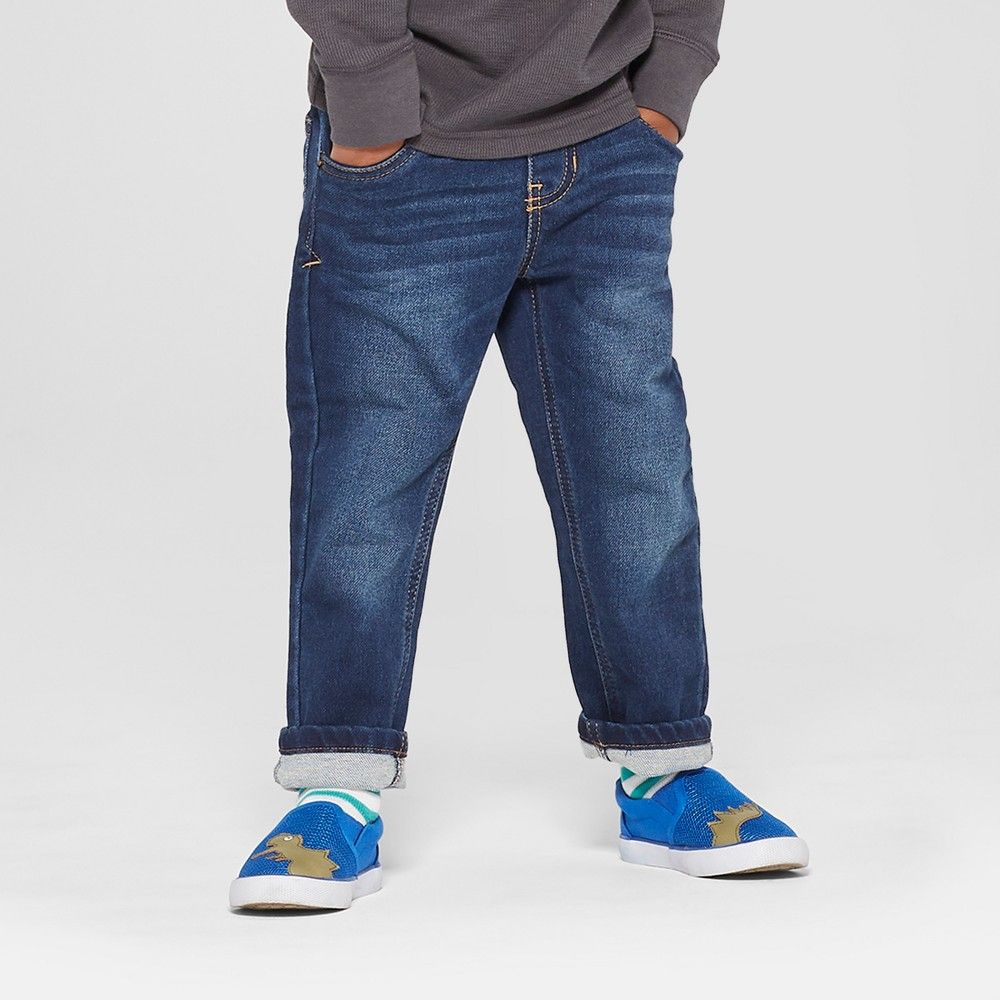 Toddler Boys' Pull-On Straight Jeans - Cat & Jack Medium Blue 12 M | Target