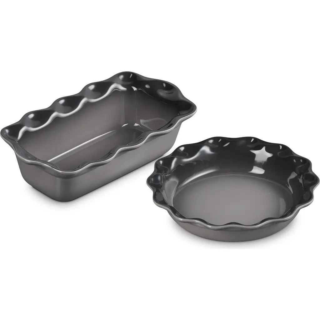 Le Creuset 2-Piece Heritage Stoneware Pie Dish & Loaf Pan Set in Oyster at Nordstrom | Nordstrom