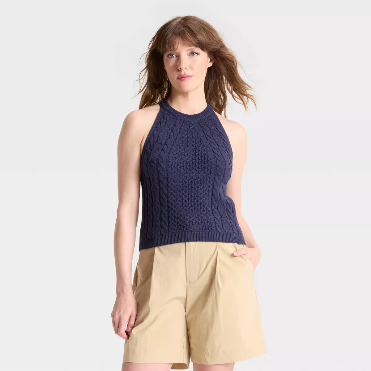 Women's Cable Crewneck Pullover Sweater Vest - A New Day™ Red XS | Target