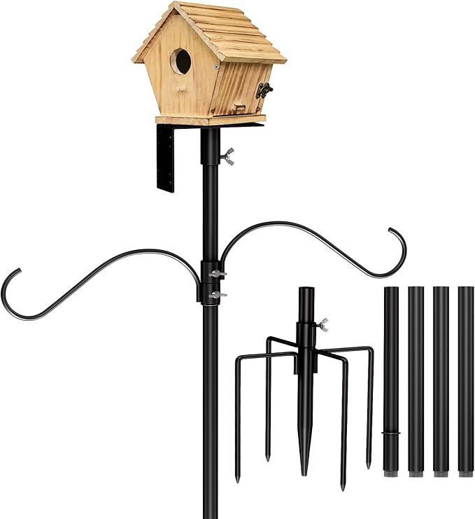 Bird House Pole Kit 80inch - Universal Metal Bird Feeders Pole Mount Set with 5-Prongs Base and 2... | Amazon (US)