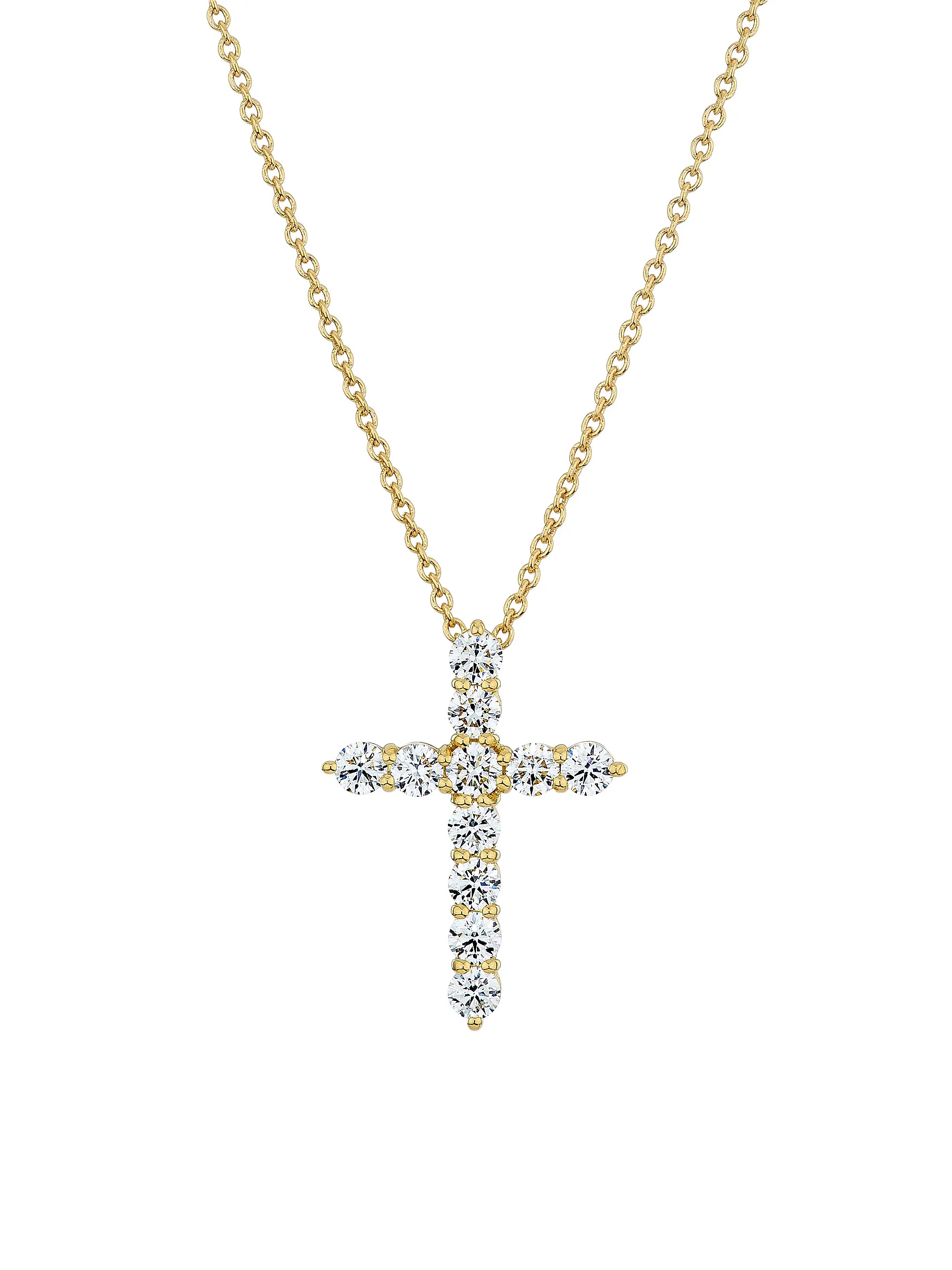 Roberto Coin Tiny Treasures Large Cross 18K Gold, 1.77 TCW Diamond &amp; Ruby Necklace | Saks Fif... | Saks Fifth Avenue