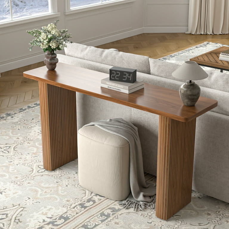 Fluted Long Console Table, Wood Sofa Table Behind Couch for Living Room, Hallway, Entrance, 60 In... | Walmart (US)