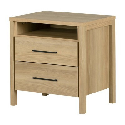 South Shore Gravity 2 Drawer Nightstand Natural Ash: Contemporary Bedside Storage, Laminate Surface | Target