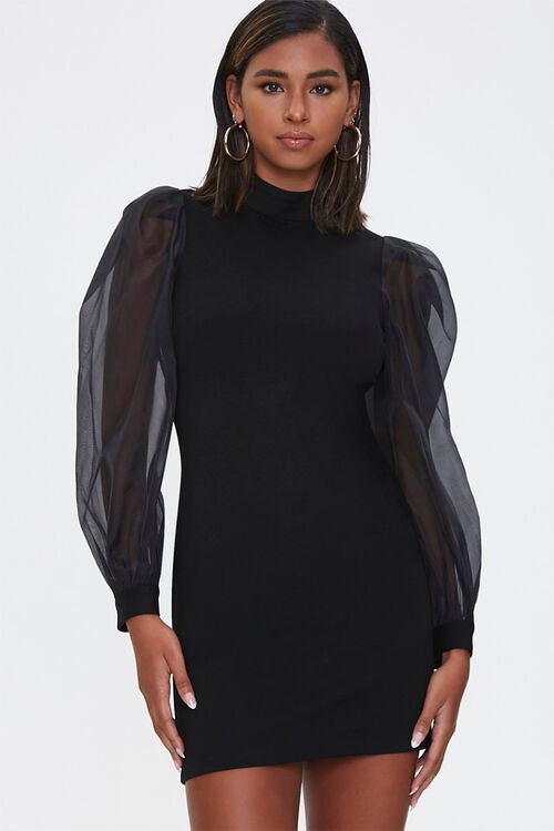 Sheer-Sleeve Mini Dress | Forever 21 (US)