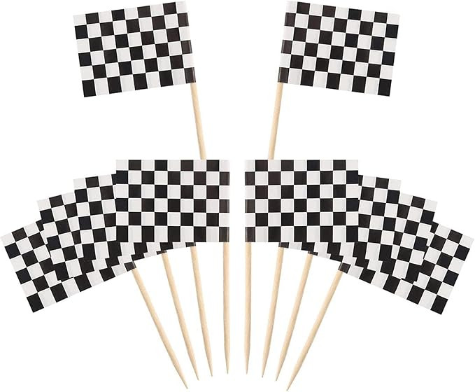 Pangda 100 Pack Checkered Racing Flag Toothpicks Cupcake Picks Toothpick Flag Dinner Race Car Cak... | Amazon (US)