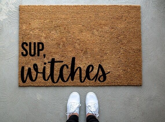 Sup Witches doormat, Halloween Doormat, pumpkin, fall decor, personalized doormat, funny doormat,... | Etsy (US)