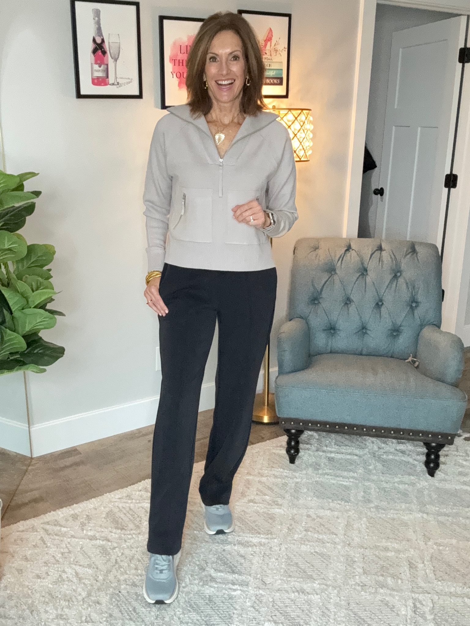 Cozy and casual on Thanksgiving 

Pants available in petite and tall too👏
Cozy sweater. 

Sneaker discount - annie20
Bracelet discount - anniek20

#LTKStyleTip #LTKWorkwear #LTKHoliday