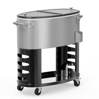70 qt. Silver Oval Freezer Patio Cooler Cart | The Home Depot