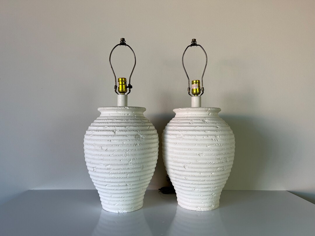 Vintage Organic Texture Ribbed Plaster Table Lamps a Pair - Etsy | Etsy (US)