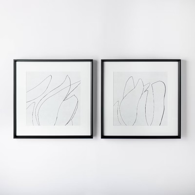 (Set of 2) 24" x 24" Sketch Art Print Black/White - Threshold™ designed with Studio McGee | Target