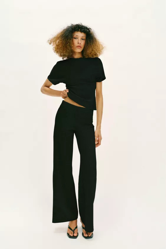 STRETCH WIDE-LEG TROUSERS | Zara UK