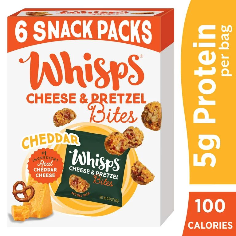 Whisps Cheddar Cheese & Pretzel Bites, Protein from 100% Cheese Single-Serve 100 Calorie Snack Pa... | Walmart (US)