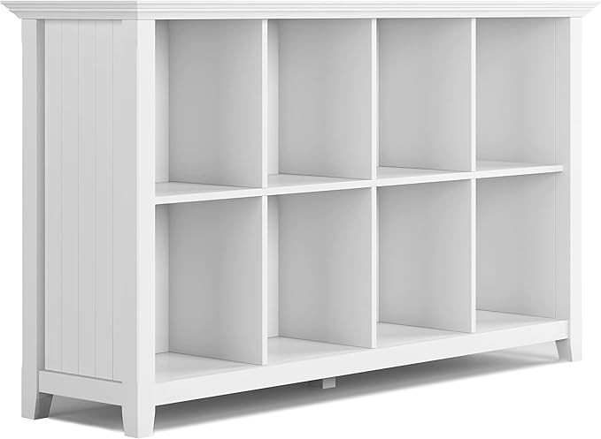 SIMPLIHOME Acadian SOLID WOOD 57 Inch Wide Transitional 8 Cube Storage Sofa Table in White, For t... | Amazon (US)