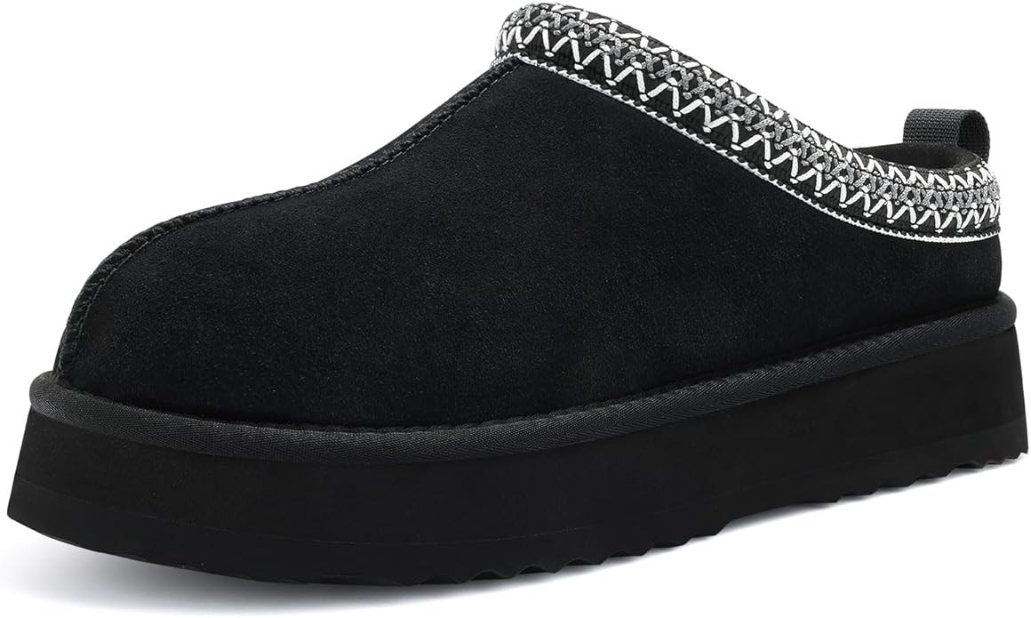 KIDMI Genuine Suede Platform Slippers for Women Fuzzy Winter Warm Shoes Indoor Outdoor | Amazon (US)