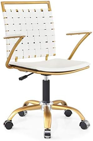 LUXMOD Vanity Chair Gold Office Chair Mid Back Ergonomic Swivel Computer Desk Chair with Arms, Er... | Amazon (US)