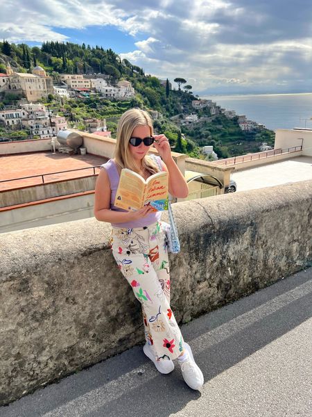 Travel outfit. Europe outfit. Pants are Anthropologie and currently sold out. Bag is CB Positano. 

#LTKeurope #LTKtravel