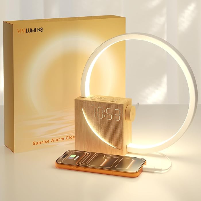 Vivilumens Sunrise Alarm Clock Sound Machine Nightlight, Gradual Wake Up Light, Digital Dimmable ... | Amazon (US)