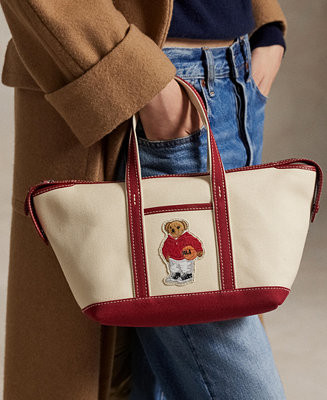Polo Ralph Lauren Women's Bear Canvas Mini Shopper Tote - Macy's | Macy's