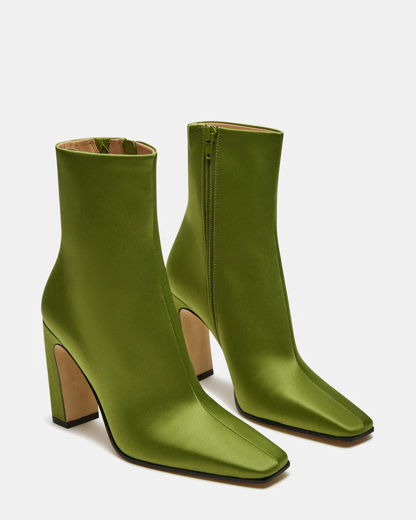 LIZABELLE Green Square Toe Ankle Boot | Women's Booties | Steve Madden (US)