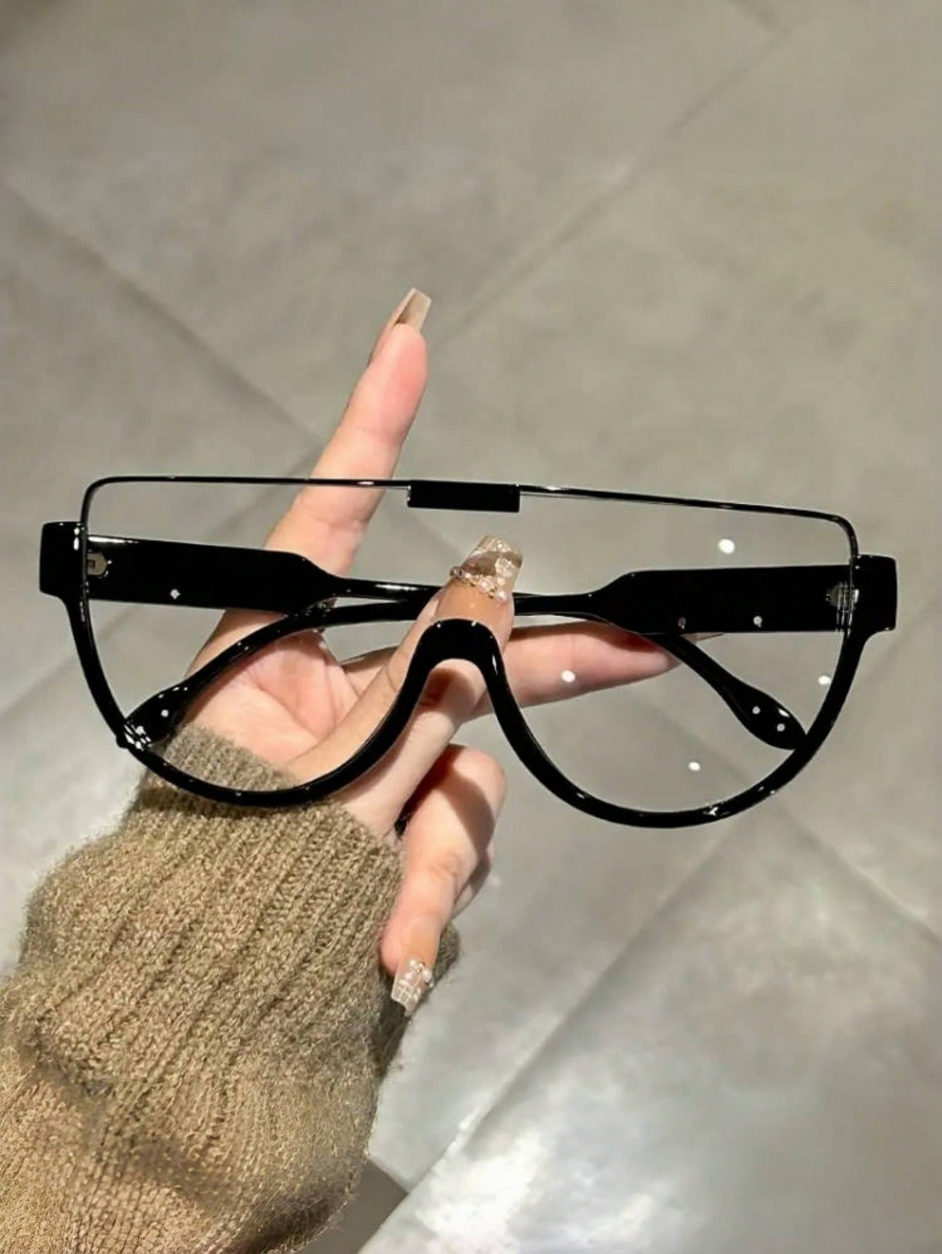 1pc Classic Half Frame Cut-Edge Y2K Fashionable Fashion Glasses For Travel | SHEIN