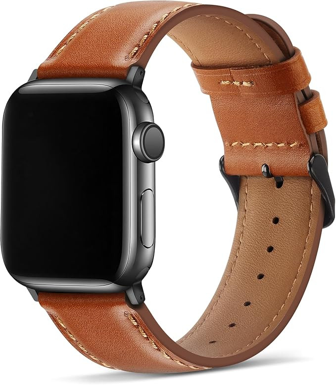 Tasikar Bands Compatible with Apple Watch Band 49mm 46mm 45mm 44mm 42mm Men Genuine Leather Repla... | Amazon (US)