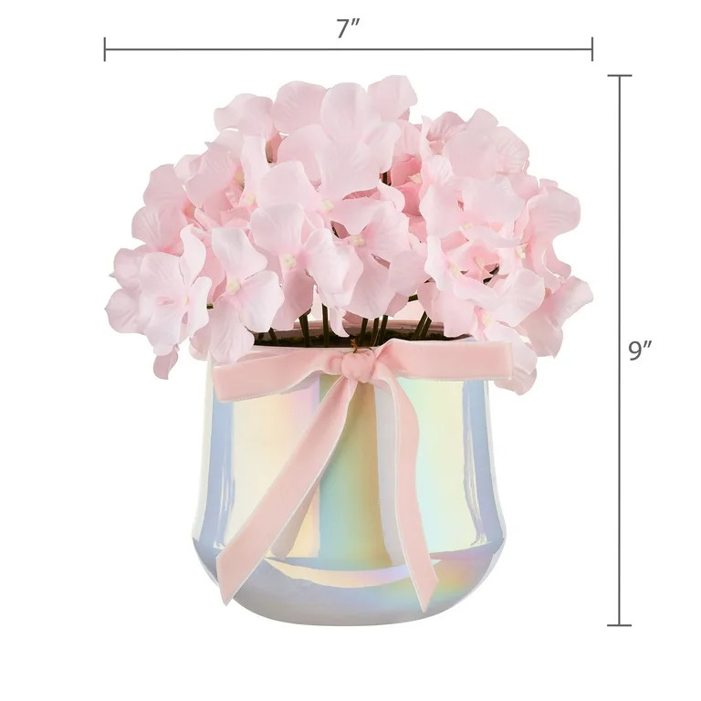 Hydrangea Floral Pot, Pink, 8", Valentine's Day by Way To Celebrate | Walmart (US)