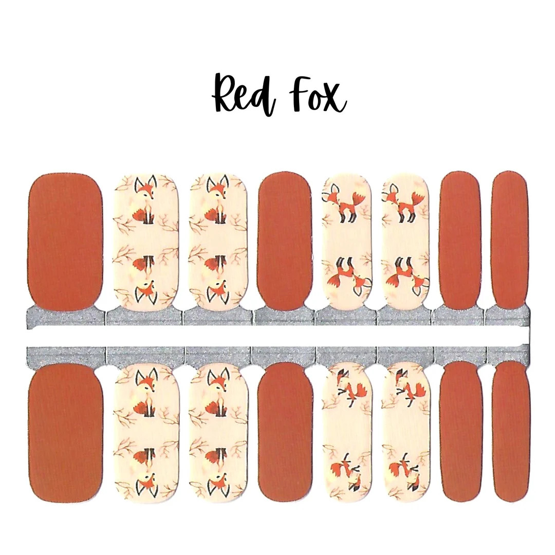 Red Fox Fall Nail Wraps Nail Polish Stickers Nail Strips - Etsy | Etsy (US)