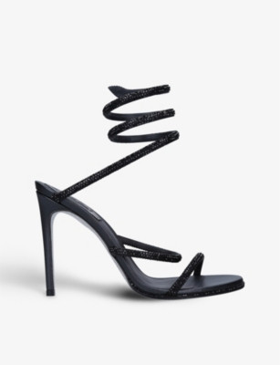 Cleo Crystal-Embellished Leather Heeled Sandals | Selfridges