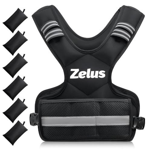 ZELUS Weighted Vest for Men and Women | 4-10lb/11-20lb/20-32lb Vest with 6 Ironsand Weights for Home Workouts | Adjustable Body Weight Vest Exercise Set for Cardio and Strength Training (4-10 lb.) | Amazon (US)