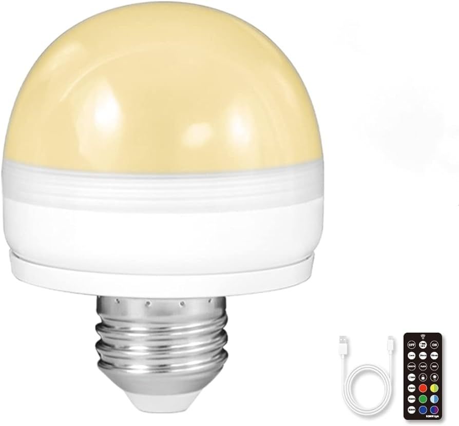 BLUEYE Battery Operated Light Bulb,E26 Detachable Charging(E12 available),Non-Hardwired,40W Equiv... | Amazon (US)