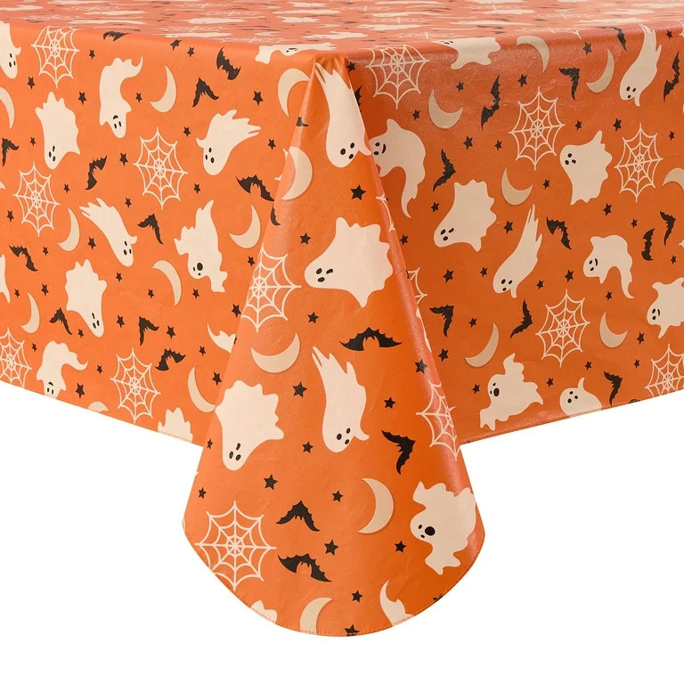 Way To Celebrate Halloween PEVA Tablecloth, Indoor & Outdoor Decoration 60" x 102" Ghost | Walmart (US)