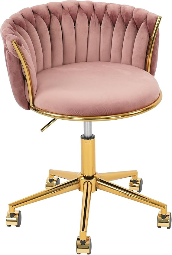 HENGJIANYI Velvet Woven Home Office Chair, Modern Swivel Desk Chair with Wheels, Height Adjustabl... | Amazon (US)