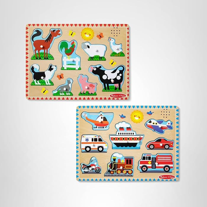 Melissa & Doug Wooden Light-Activated Sound Puzzle 2-Pack for Toddler and Preschool Boys and Girl... | Amazon (US)