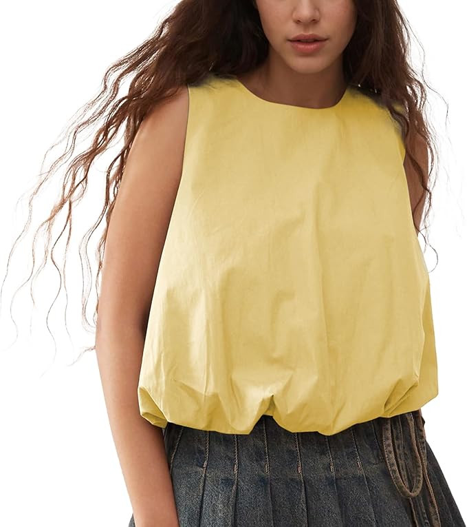 Ainangua Women Summer Bubble Tank Tops Casual Sleeveless Crewneck Pullover Shirts Workout Blouse ... | Amazon (US)