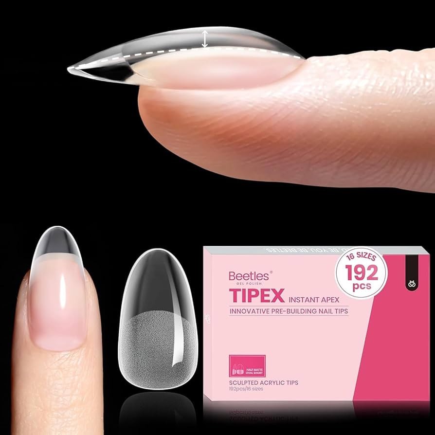 Beetles Tipex Instant Apex Nail Tips Short Oval: 192 Pcs Pre-Building&Pre-Etched Short Oval Gel T... | Amazon (US)