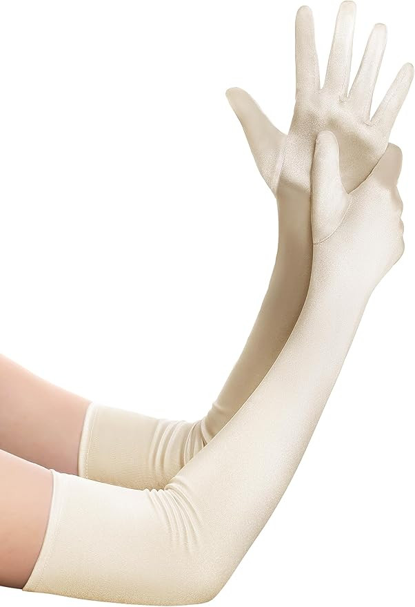 BABEYOND Long Opera Party 1920s Satin Tea Party Gloves Costume Stretchy Adult Size Elbow Length | Amazon (US)