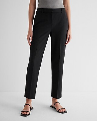 Express Women's Editor Studio Stretch Twill Mid Rise Straight Ankle Pant in Black 12 | Express