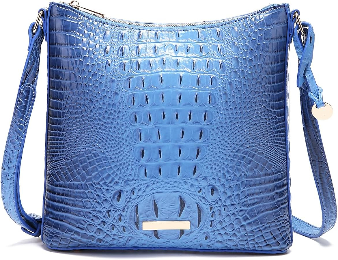Shoulder Crocodile Flat Handbags for Women trendy Ladies Shoulder Bag Embossed Pattern Leather Cr... | Amazon (US)