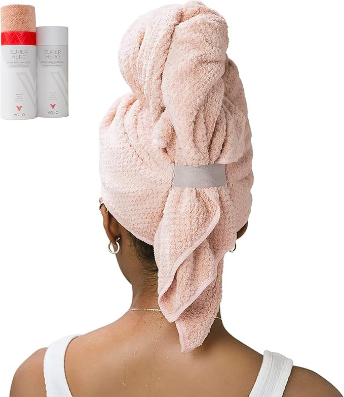 VOLO Super Hero Microfiber Hair Towel | Super Absorbent, Ultra-Soft, Fast Drying | Reduce Dry Tim... | Amazon (US)