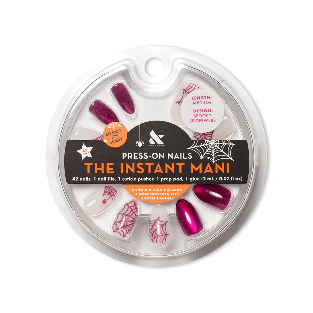 Olive & June Press Almond Medium, Spooky Spiderwebs, 42 Ct | Walmart (US)
